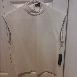 Off white High Neck Sleeveless Blouse with sparkles BNWT